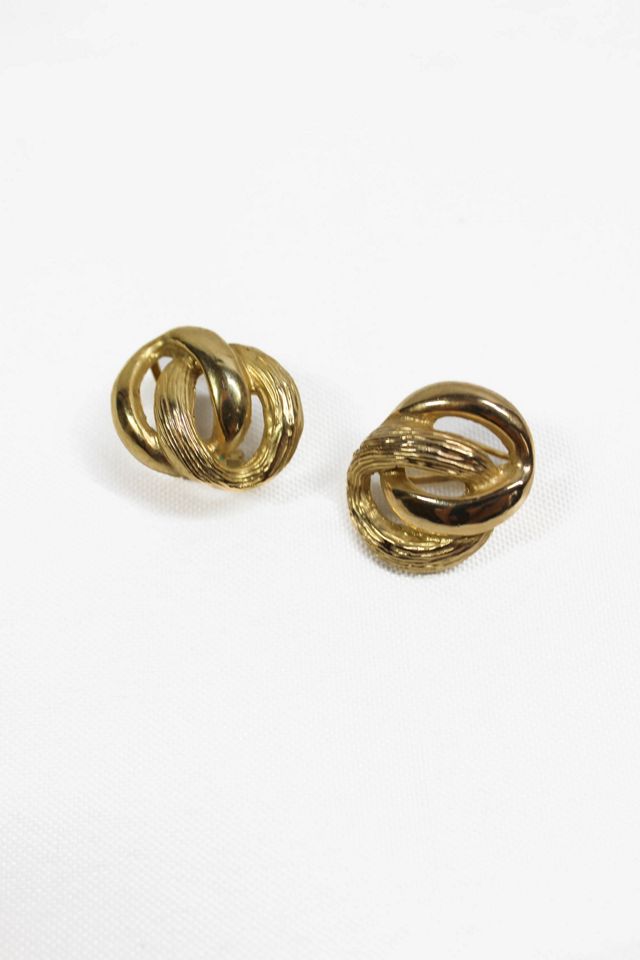 1980s Gold Swirl Stud Earrings Selected By Moons + Junes Vintage