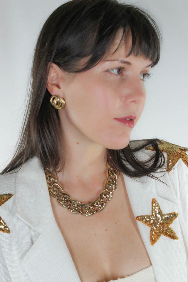 1980s Gold Swirl Stud Earrings Selected By Moons + Junes Vintage #1