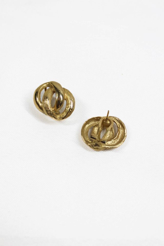 1980s Gold Swirl Stud Earrings Selected By Moons + Junes Vintage #2