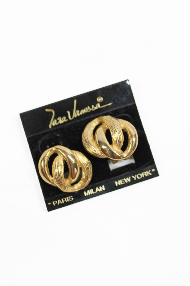 1980s Gold Swirl Stud Earrings Selected By Moons + Junes Vintage #3