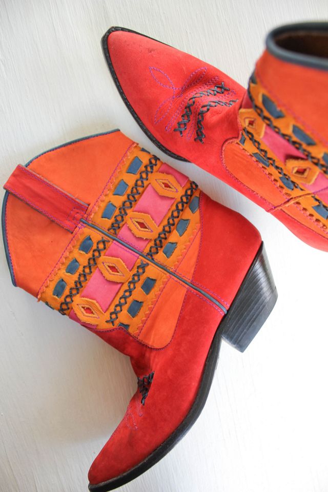 1980s Vintage Colorful Suede Cowboy Boots Selected By Moons + Junes Vintage #2