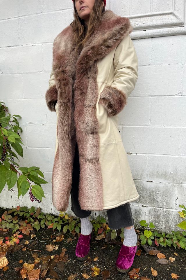 White fur lined clearance coat