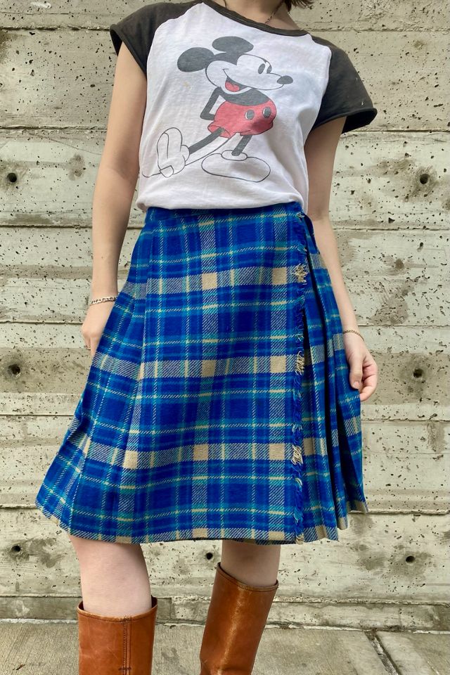 Blue plaid vintage outlet skirt