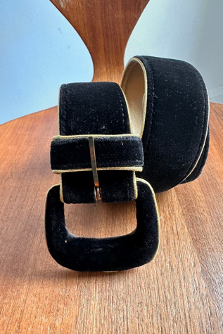 Vintage Black Velvet Belt with Gold Trim Selected by KA.TL.AK Free People