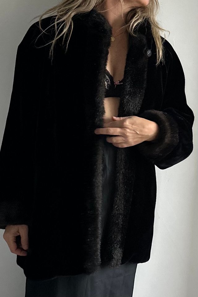 Vintage Brown and Black Faux Fur Jacket with Buttons and Pockets Selected by KA.TL.AK #2