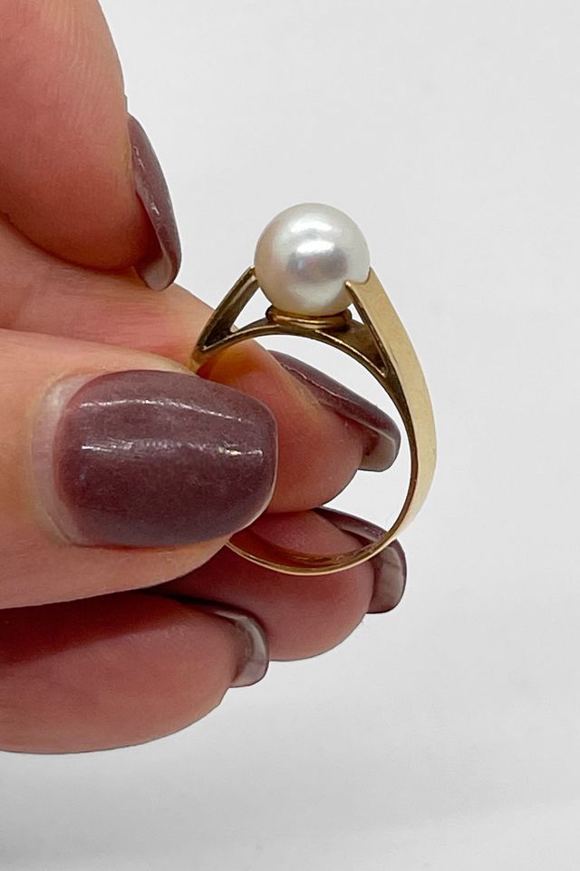 Vintage 18K Gold Pearl Tension Set Ring Selected by MARMALADE #1