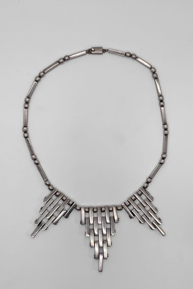 Vintage Modernist Sterling Silver Articulating Triangle Collar  Necklace Selected by MARMALADE #1