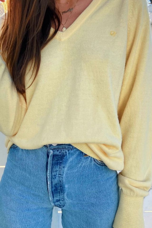 Dior Yellow Sweater with CD Logo Hand Selected By Madly Vintage #1