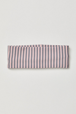 Super Wide Stripe Soft Headband at Free People in Grey With Pink Stripe