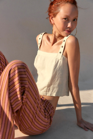 Syd Grommet Linen Tank Top at Free People in Wet Plaster, Size: Large