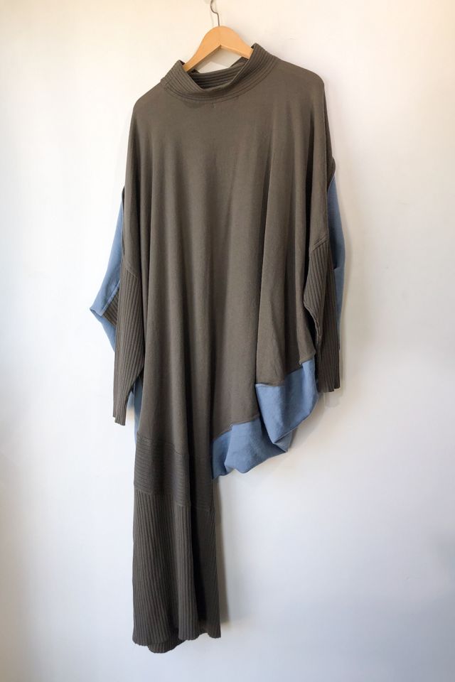 Vintage Issey Miyake Asymmetrical Grey & Blue Wool Dress Selected by The Curatorial Dept. #1