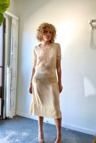 Antique Victorian Cream Silk Dress Selected by The Curatorial Dept.