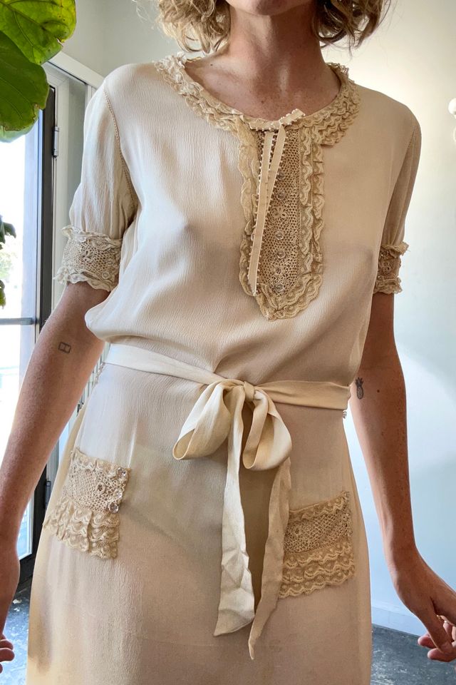 Antique Victorian Cream Silk Dress Selected by The Curatorial Dept. #1