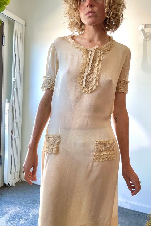 Vintage Free People Cream Sheer Dress store with Golden Glow (M)