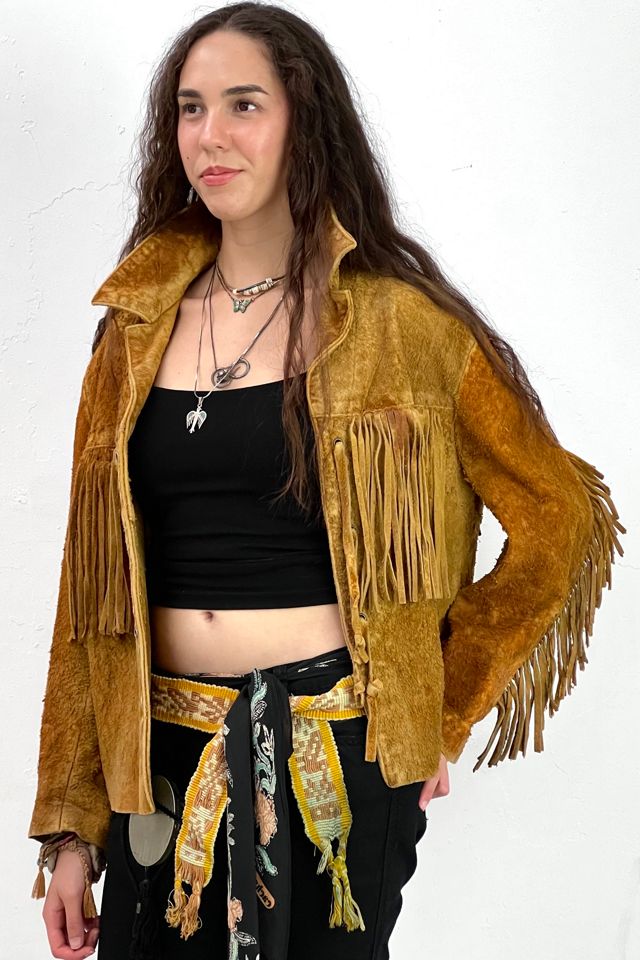 Vintage suede fringe jacket hotsell