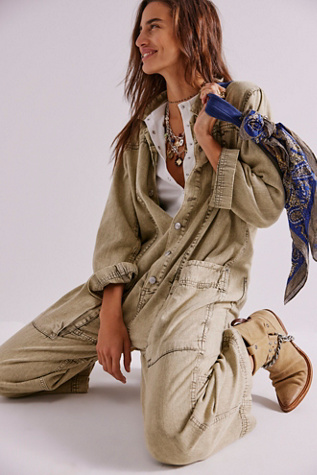 We The Free Margarita Jumpsuit At Free People In Calliste Green, Size: Medium