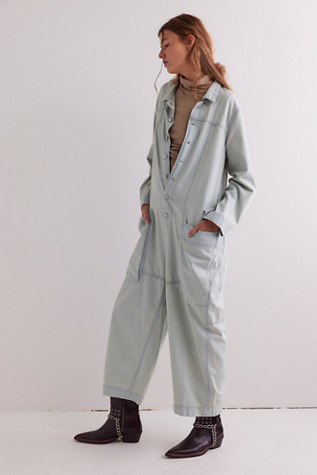 We The Free Margarita Jumpsuit at Free People in Light Blue Beam, Size: Medium