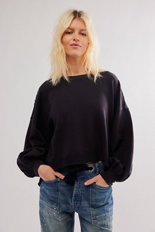 Trish Sweatshirt at Free People in Washed Black, Size: Large