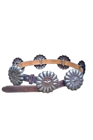 Vintage German Silver + Leather Belt Selected by Garbage Soup