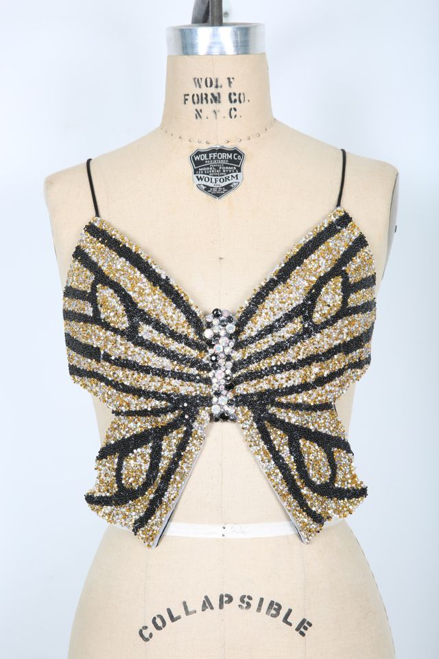 Gold & Black Beaded Butterfly Top Selected by Love Rocks Vintage | Free ...