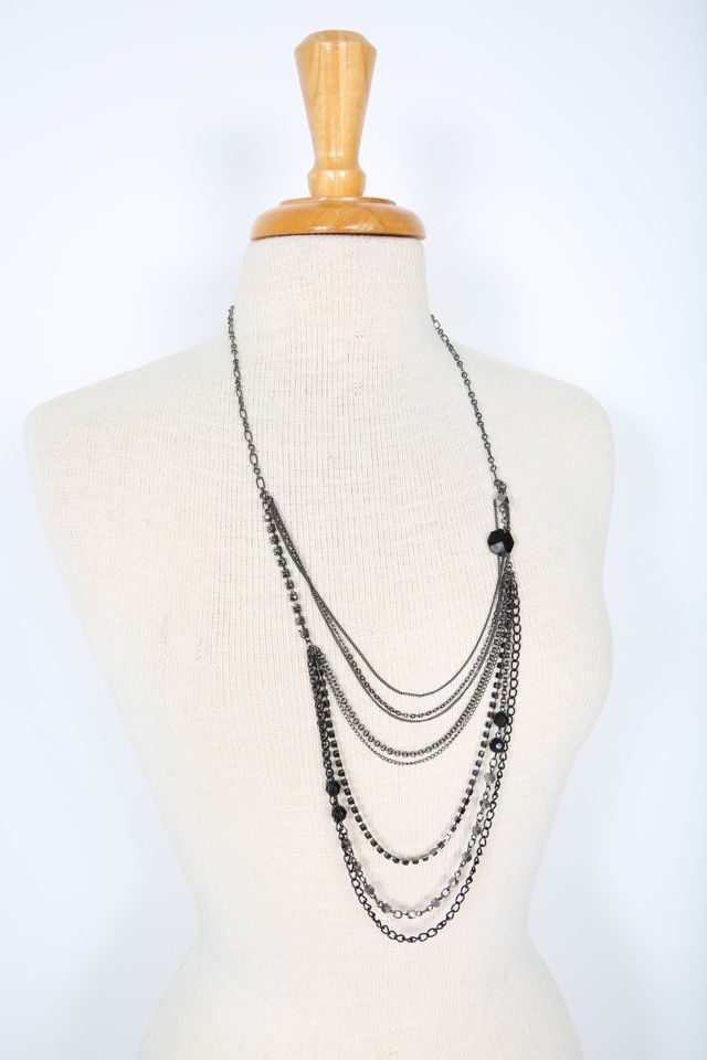 | Gunmetal & Vintage Love Layered by Rocks Selected Free Multi People Necklace Chain Black
