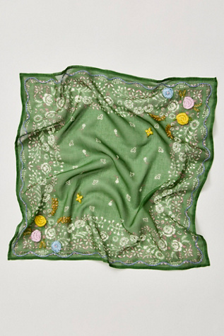 Женские аксессуары Chan Luu Embroidered Floral Bandana, цвет: English Ivy — фото 2