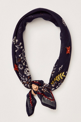 Chan Luu Embroidered Floral Bandana at Free People in Mood Indigo