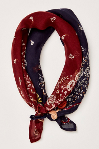 Chan Luu Embroide Floral Bandana at Free People in Red