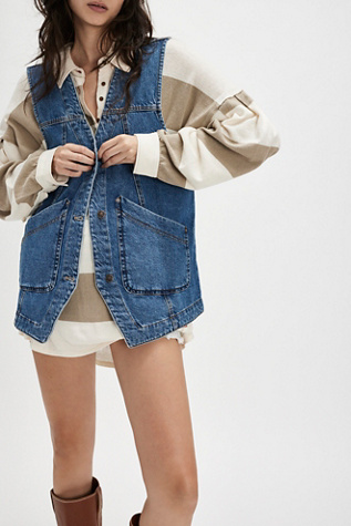 We The Free Valerie Waistcoat Jacket at Free People in Blue Hue, Size: Small