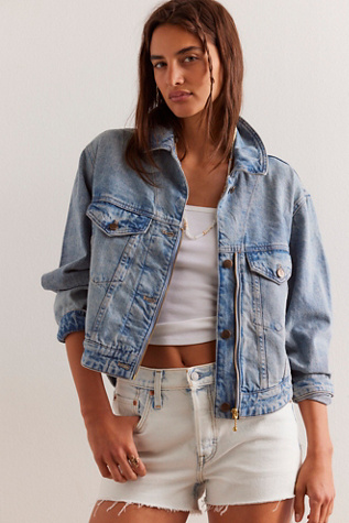 We The Free Cherrie Denim Jacket at Free People in Summer Solstice, Size: XL