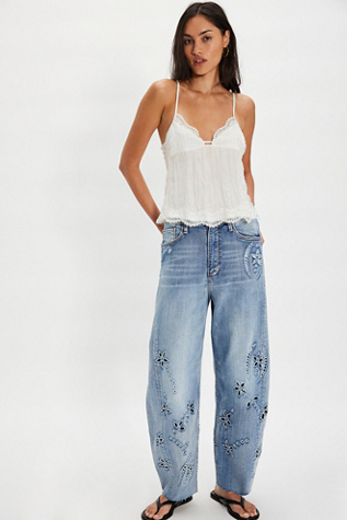 Driftwood Parker Cut-Out Jeans at Free People in Light Wash, Size: 29