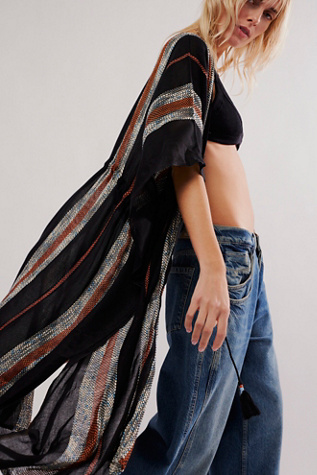 Emerald Coast Kimono at Free People in Washed Black