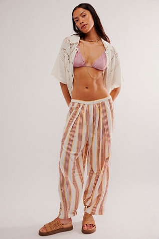 To The Sky Striped Parachute Trousers at Free People in Ivory Combo, Size: XS