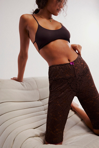 All Day Lace Capris by Intimately at Free People in Shaved Chocolate, Size: XS