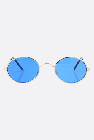 Giant Vintage Gogs Oval Hippy Color Lens Sunglasses by Giant Vintage Sunglasses at Free People in Blue