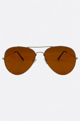 Giant Vintage Filter Teardrop Aviator Blue Block Sunglasses by Giant Vintage Sunglasses at Free People in Gold