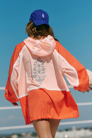 Care FP Like The Wind Logo Jacket by FP Movement at Free People in Pastel Peach Combo, Size: XS