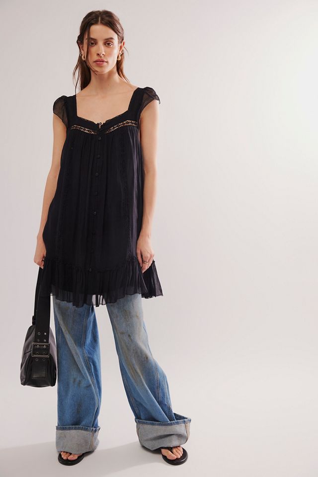 Free People Women's Olivia Lace Tee Red Size Medium