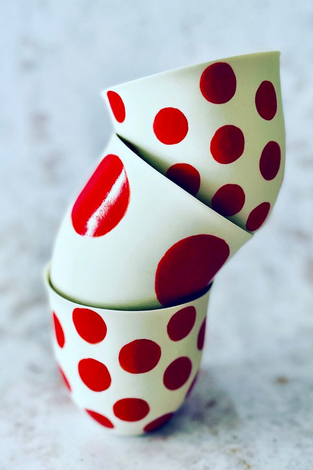 Kaase Atelier Dots & Stripes Handmade Fine Porcelain Mug #3