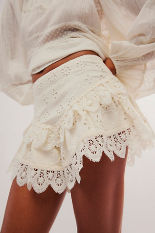 Bali Warm Nights Embroided Shorts at Free People in Tofu, Size: Large