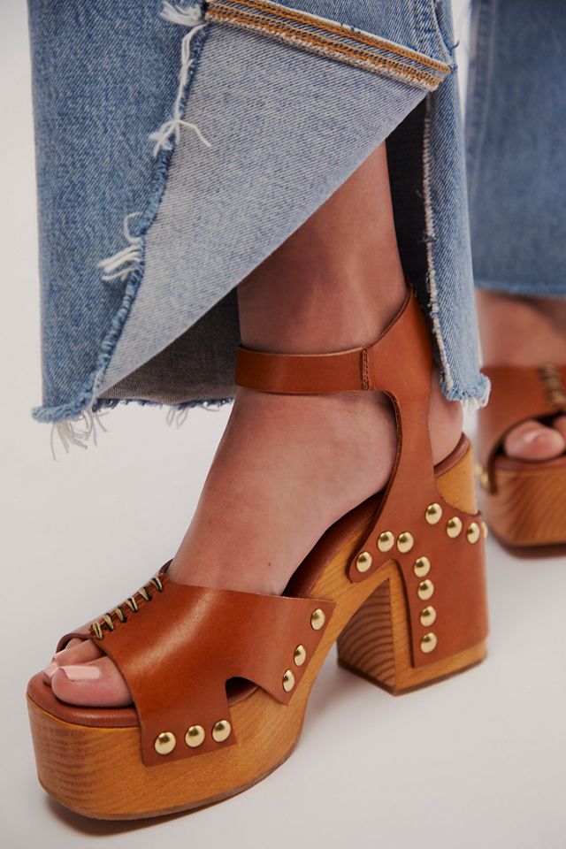 Free people wooden clogs on sale