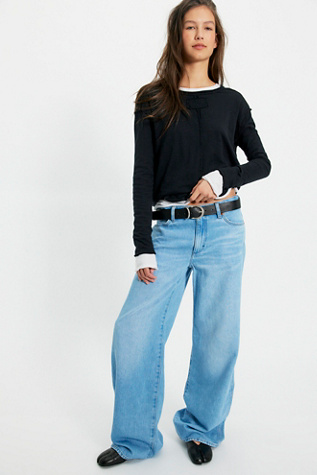 Wrangler World Wide Mid-Rise Wide-Leg Jeans at Free People in Light Wash, Size: 28