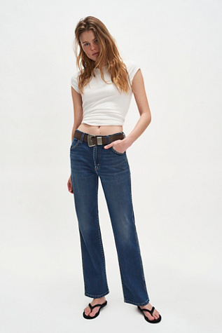 Wrangler Wrancher Mid-Rise Bootcut Jeans at Free People in Dark Wash, Size: 27