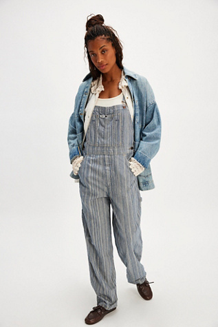 Wrangler Stripe Straight-Leg Bib Overalls