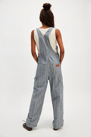 Wrangler Stripe Straight-Leg Bib Overalls