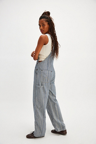 Wrangler Stripe Straight-Leg Bib Overalls