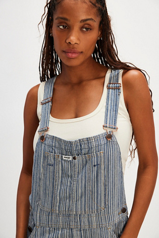 Wrangler Stripe Straight-Leg Bib Overalls