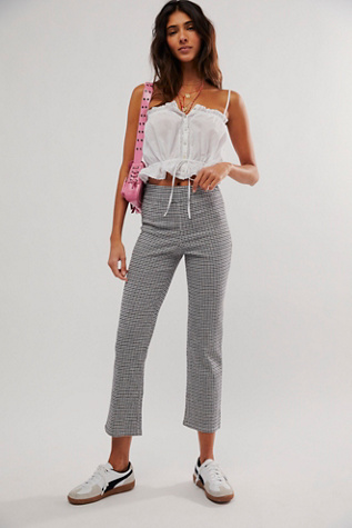 In My Feelings Slim Crop Trousers at Free People in White Combo, Size: Medium