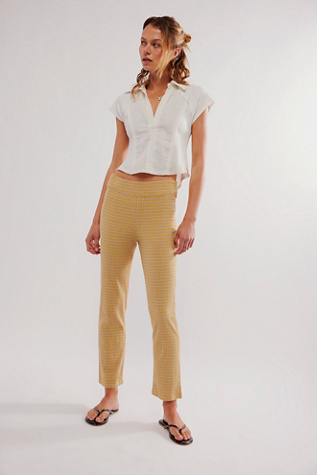 In My Feelings Slim Crop Trousers at Free People in Yellow Combo, Size: Medium