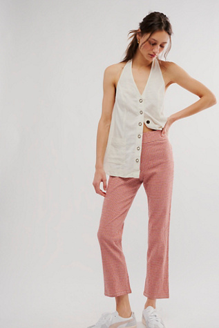 In My Feelings Slim Crop Trousers at Free People in Orange Combo, Size: XL